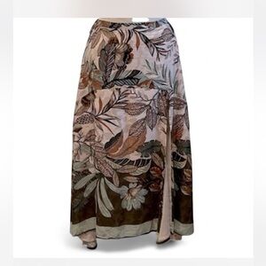 NWT Jacquard Georgette Sandra Skirt High Slip Floral Midi Length Size Large